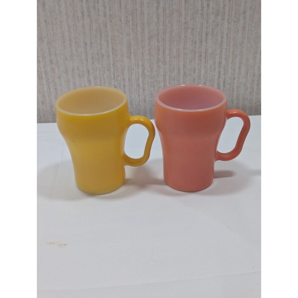 Vintage Fire King MCM Coffee Cup Mug 1 Orange 1 Yellow